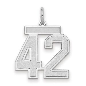 14k White Gold, Jersey Collection, Medium Number 42 Pendant